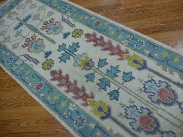 2.5' x 6' Ft. Contemporary Turkish Bohemian Oushak Hand Knotted Wool Runner / Rug - BR3070