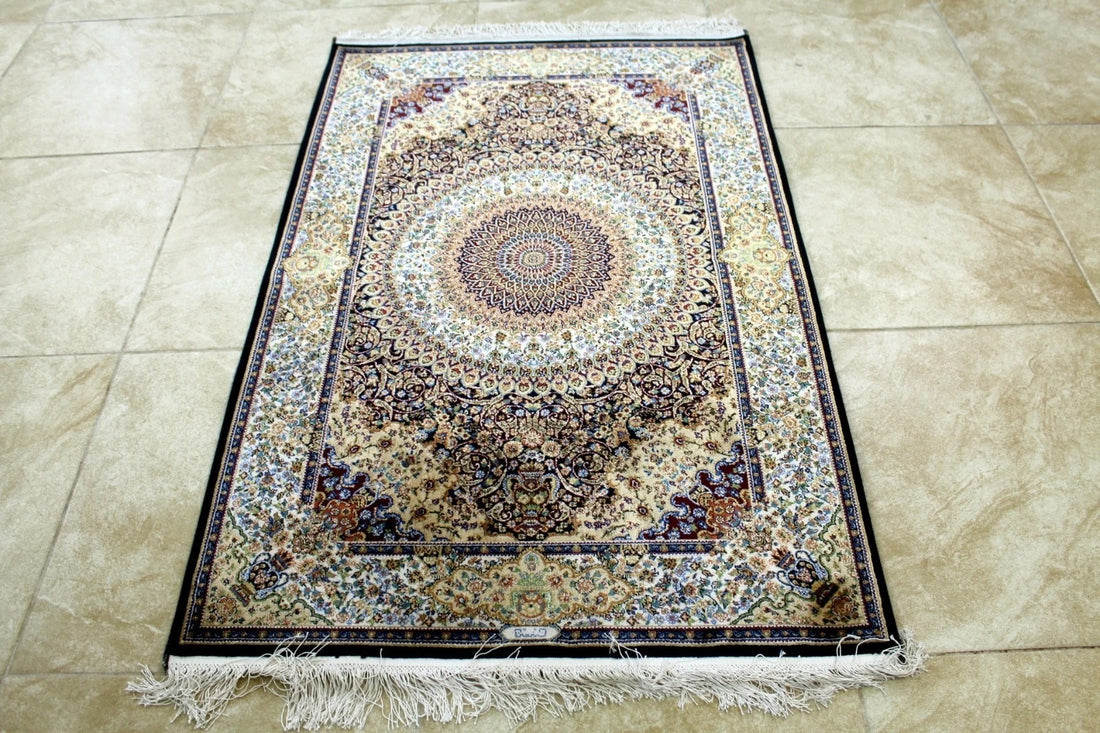 4'X3' Ft. Spectacular New 1200KPSI Hi Quality Silk Nainn Design Turkish Area Rug- BR2703