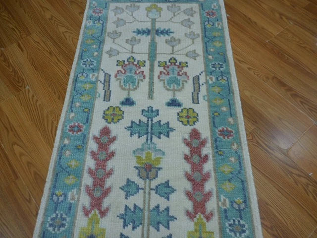 2.5' x 6' Ft. Contemporary Turkish Bohemian Oushak Hand Knotted Wool Runner / Rug - BR3070