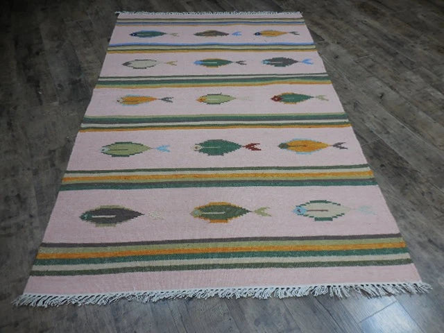 4' x 6' Ft. Fun Colorful Fish Design Turkish Oushak Hand Knotted Wool Area Rug – BR2657