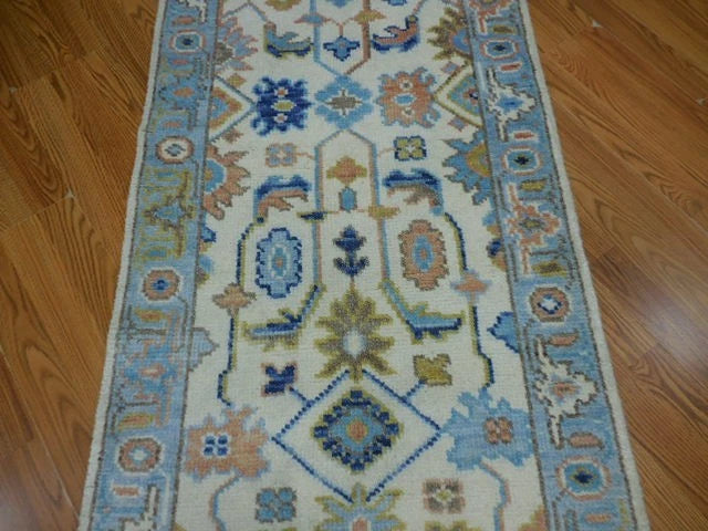 2.6' x 8' Ft. Contemporary Turkish Oushak Bohemian Geometric Hand Knotted Wool Runner – BR3052