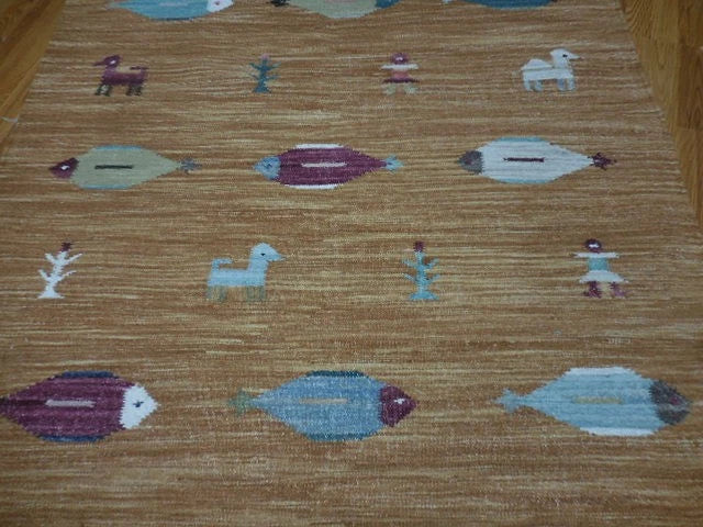 5' x 8' Ft. Fun Colorful Fish Design Turkish Oushak Hand Knotted Wool Area Rug - BR3020