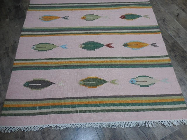4' x 6' Ft. Fun Colorful Fish Design Turkish Oushak Hand Knotted Wool Area Rug – BR2657