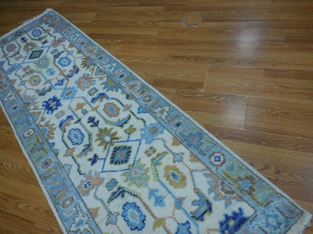 2.6' x 8' Ft. Contemporary Turkish Oushak Bohemian Geometric Hand Knotted Wool Runner – BR3052