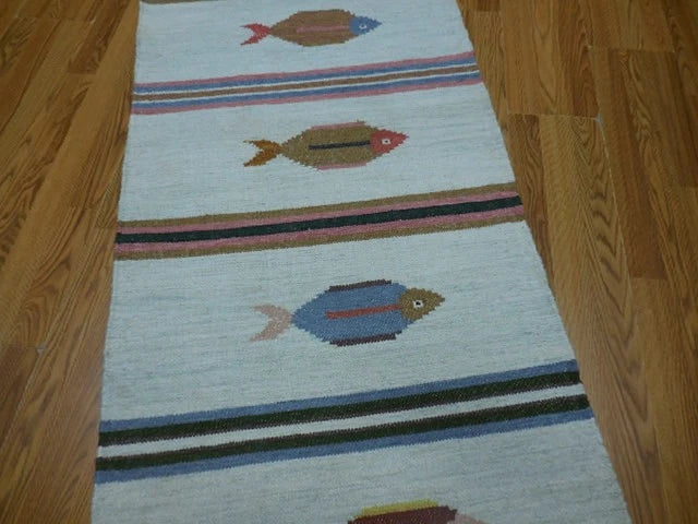2.6' x 6' Ft. Fun Colorful Fish Design Turkish Hand Knotted Wool Rug / Runner - BR3050