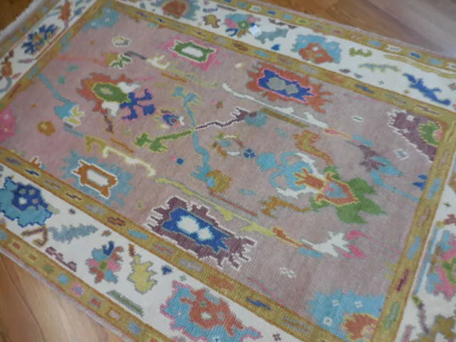 4' x 6.2' Ft. Turkish Bohemian Oushak Contemporary Hand Knotted Wool Rug - BR462