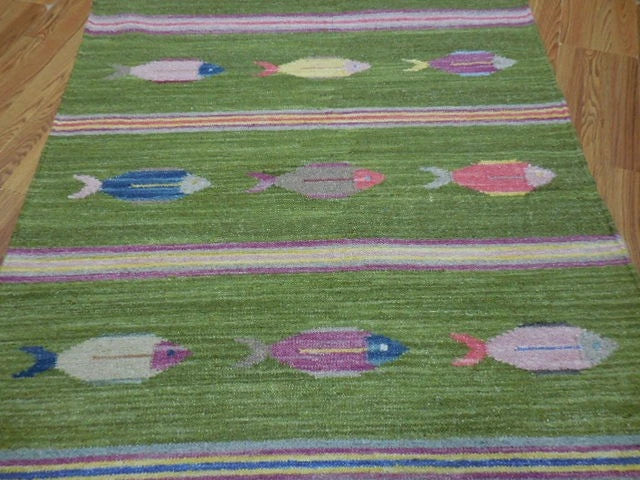4' x 6' Ft. Fun Colorful Fish Design Turkish Oushak Hand Knotted Wool Area Rug – BR3056