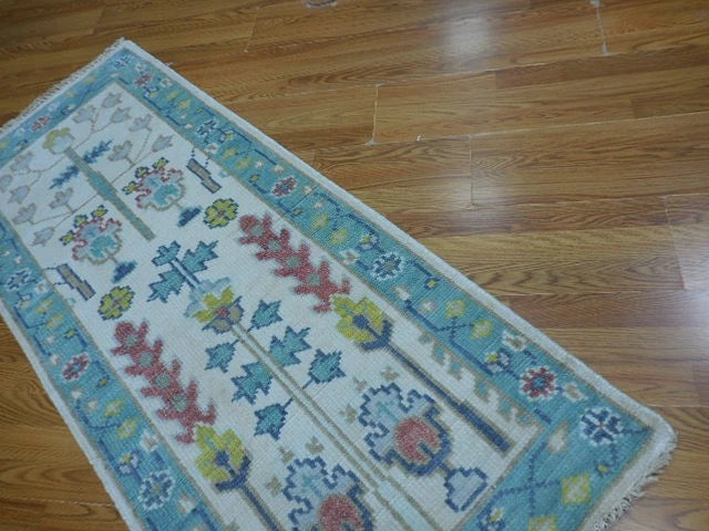 2.5' x 6' Ft. Contemporary Turkish Bohemian Oushak Hand Knotted Wool Runner / Rug - BR3070