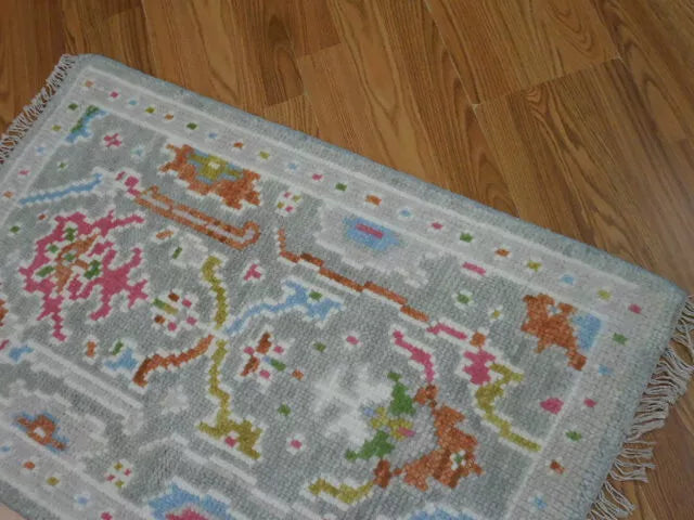 2' x 3' Ft. Turkish Bohemian Oushak Contemporary Hand Knotted Wool Rug - BR469