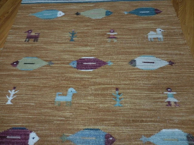 5' x 8' Ft. Fun Colorful Fish Design Turkish Oushak Hand Knotted Wool Area Rug - BR3020