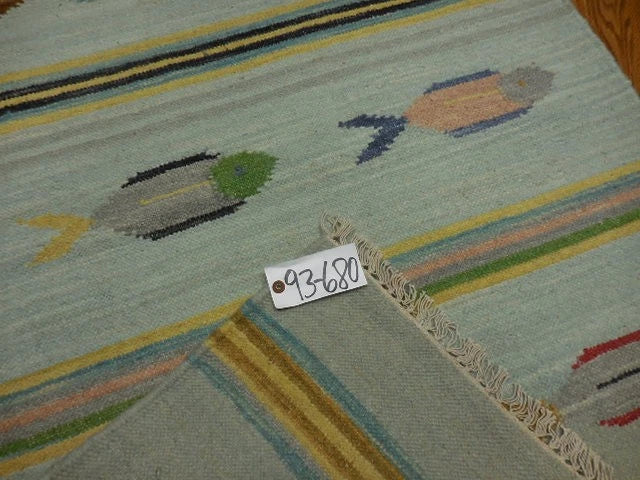 3' x 5' Ft. Fun Colorful Fish Design Turkish Oushak Hand Knotted Wool Area Rug – BR3021