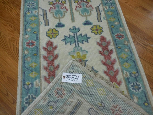 2.5' x 6' Ft. Contemporary Turkish Bohemian Oushak Hand Knotted Wool Runner / Rug - BR3070
