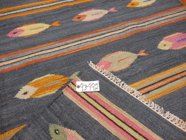4' x 6' Ft. Fun Colorful Fish Design Turkish Oushak Hand Knotted Kilim Wool Area Rug - BR3037