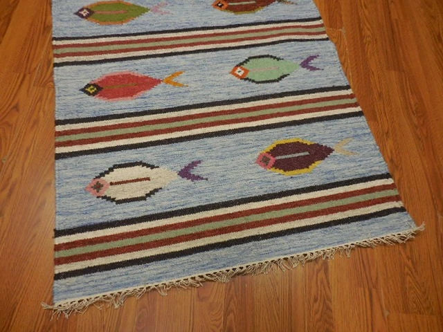 3' x 5' Ft. Fun Colorful Fish Design Turkish Oushak Hand Knotted Wool Area Rug – BR2645