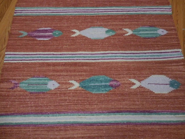 4' x 6' Ft. Fun Colorful Fish Design Turkish Oushak Hand Knotted Wool Area Rug – BR2679