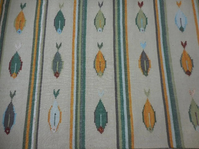 4' x 6' Ft. Fun Colorful Fish Design Turkish Oushak Kilim Hand Knotted Wool Area Rug – BR3047