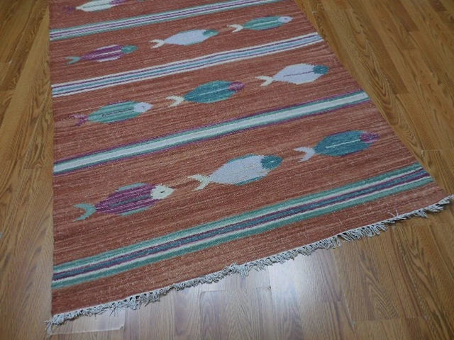 4' x 6' Ft. Fun Colorful Fish Design Turkish Oushak Hand Knotted Wool Area Rug – BR2679