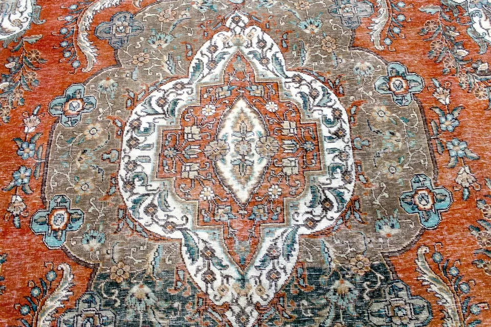 12' x 9' Ft. 1940's Elegant Antique Persian Tabriz Hand Knotted Veg Dye Fine Wool Large Area Rug BR124