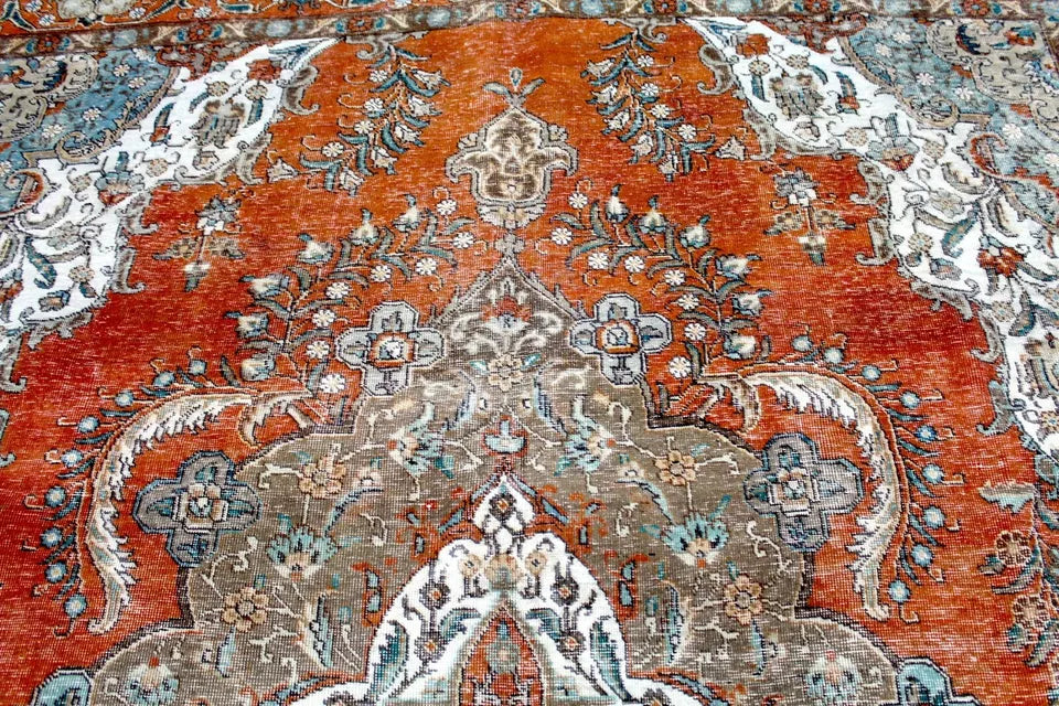 12' x 9' Ft. 1940's Elegant Antique Persian Tabriz Hand Knotted Veg Dye Fine Wool Large Area Rug BR124