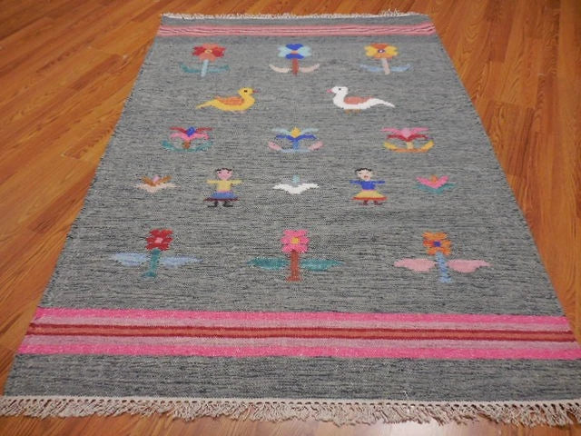 4' x 6' Ft. Fun Colorful Garden Design Turkish Oushak Hand Knotted Kilim Wool Area Rug - BR3035