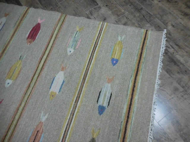 4' x 6' Ft. Fun Colorful Fish Design Turkish Oushak Hand Knotted Wool Area Rug – BR2648