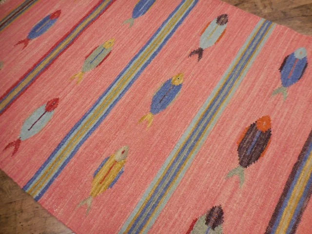 4' x 6' Ft. Fun Colorful Fish Design Turkish Oushak Hand Knotted Wool Area Rug – BR2647