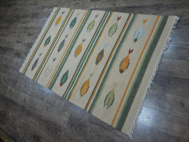4' x 6' Ft. Fun Colorful Fish Design Turkish Oushak Kilim Hand Knotted Wool Area Rug – BR3047