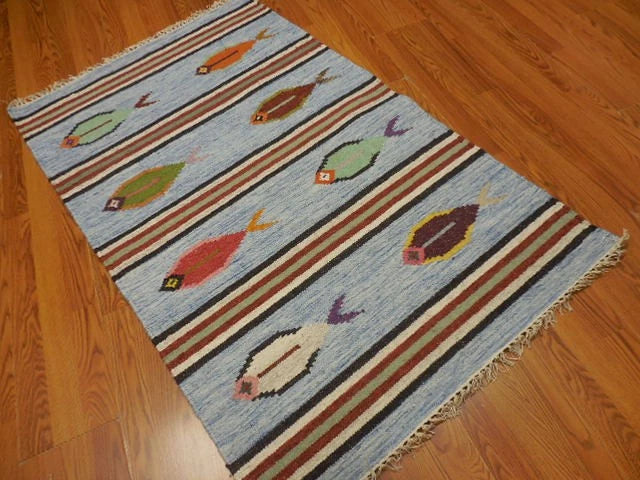 3' x 5' Ft. Fun Colorful Fish Design Turkish Oushak Hand Knotted Wool Area Rug – BR2645