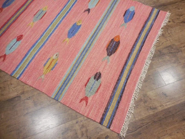 4' x 6' Ft. Fun Colorful Fish Design Turkish Oushak Hand Knotted Wool Area Rug – BR2647
