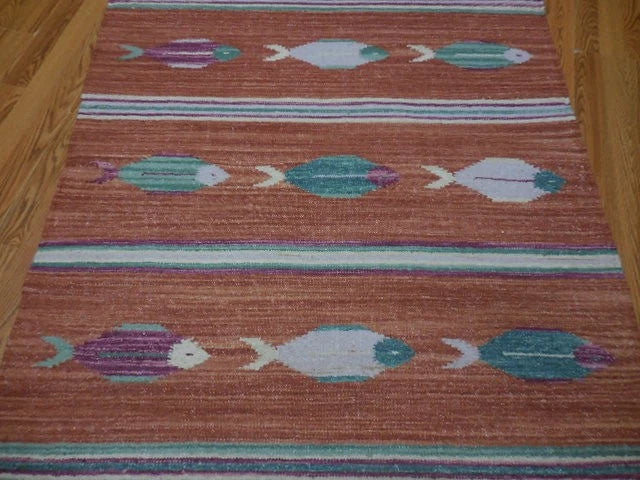 4' x 6' Ft. Fun Colorful Fish Design Turkish Oushak Hand Knotted Wool Area Rug – BR2679