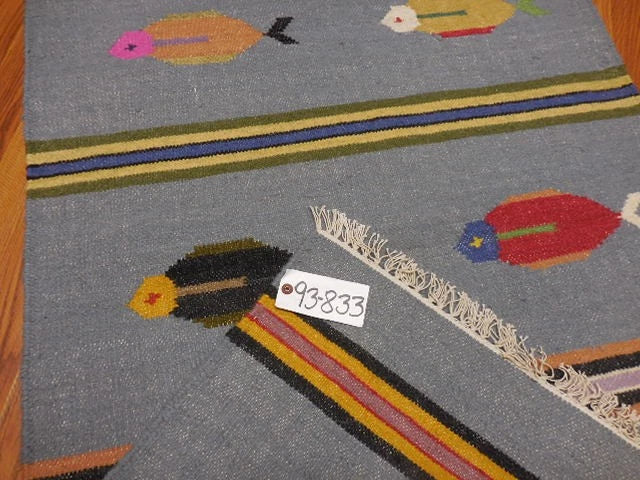 3' x 5' Ft. Fun Colorful Fish Design Turkish Oushak Kilim Hand Knotted Wool Area Rug – BR3038