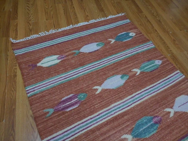 4' x 6' Ft. Fun Colorful Fish Design Turkish Oushak Hand Knotted Wool Area Rug – BR2679