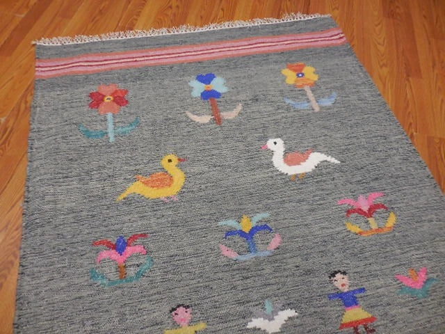 4' x 6' Ft. Fun Colorful Garden Design Turkish Oushak Hand Knotted Kilim Wool Area Rug - BR3035