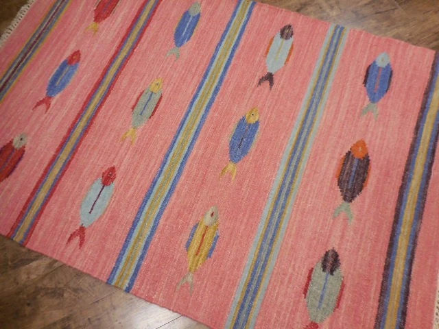 4' x 6' Ft. Fun Colorful Fish Design Turkish Oushak Hand Knotted Wool Area Rug – BR2647