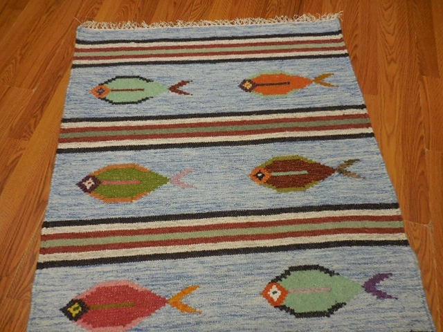 3' x 5' Ft. Fun Colorful Fish Design Turkish Oushak Hand Knotted Wool Area Rug – BR2645
