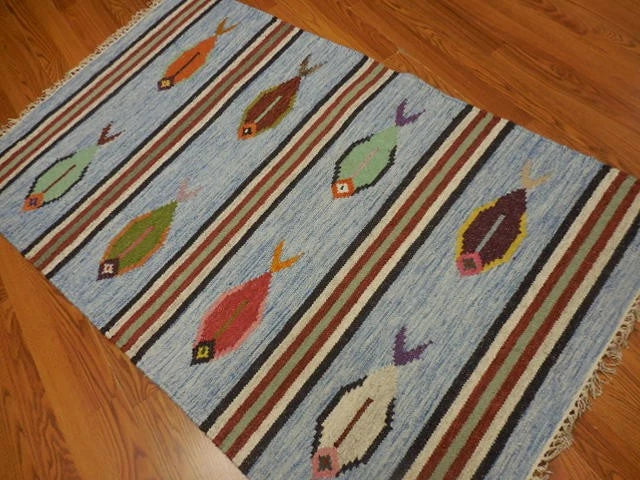 3' x 5' Ft. Fun Colorful Fish Design Turkish Oushak Hand Knotted Wool Area Rug – BR2645