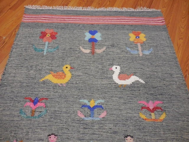4' x 6' Ft. Fun Colorful Garden Design Turkish Oushak Hand Knotted Kilim Wool Area Rug - BR3035