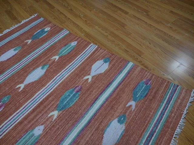 4' x 6' Ft. Fun Colorful Fish Design Turkish Oushak Hand Knotted Wool Area Rug – BR2679