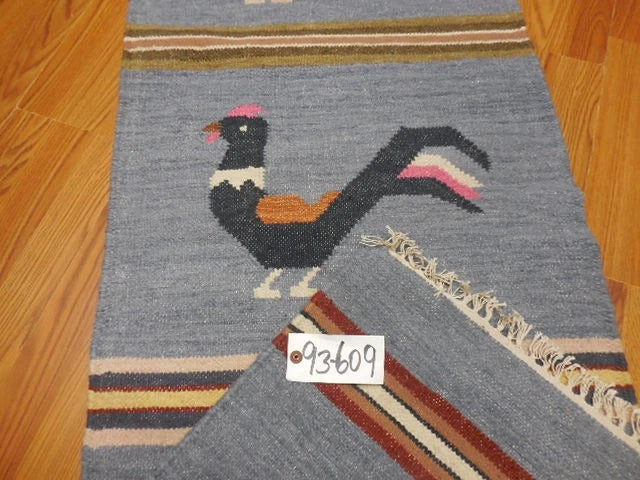 2' x 6' Ft. Fun Rooster Design Turkish Oushak Bohemian Hand Knotted Wool Runner / Rug - BR2646